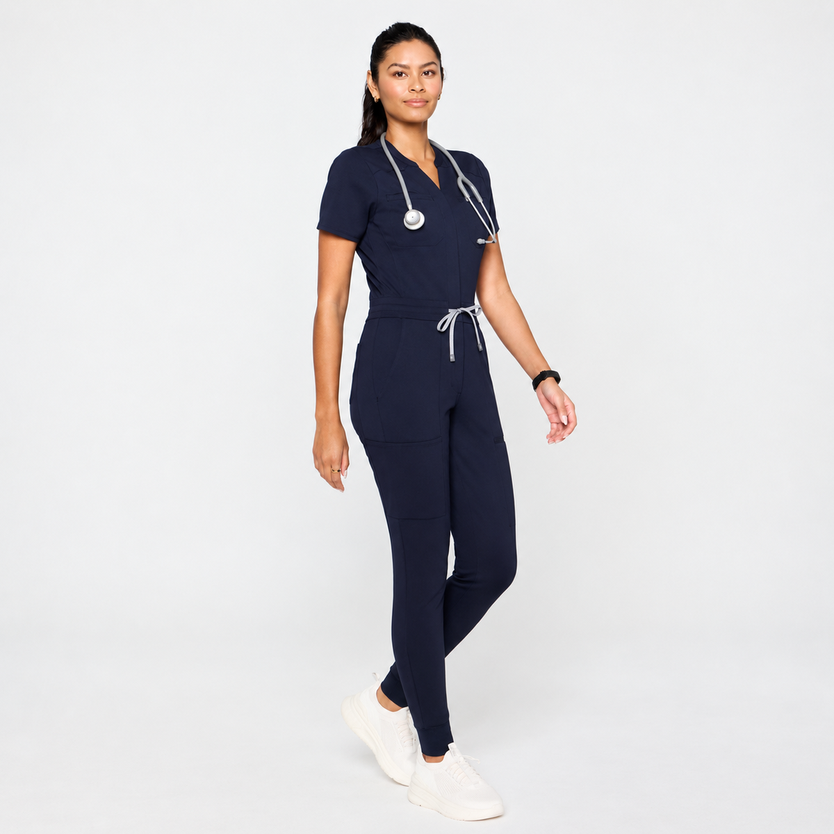 Circadia x Fabletics Women's PonteFlex Navy Empower Scrub Jumpsuit